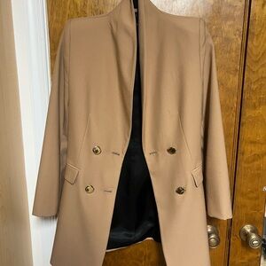 Zara Camel Double Breasted Frock Coat Blazer - Gold Buttons